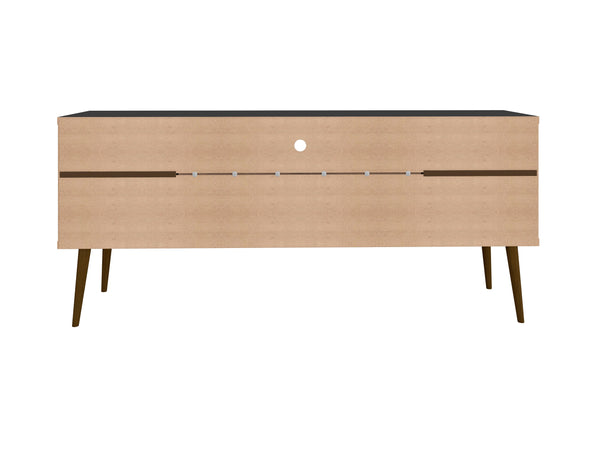 English Elm Bradley 63" Black Mid-Century Modern Tv Stand With Ample Storage, Cable Management & Stylish Design B365P398402