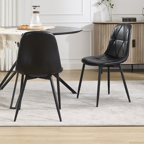 English Elm Dining Chairs Set Of 2 - Modern Upholstered Faux Leather With Metal Legs, Easy Clean & Stylish Design W3112P262799