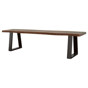English Elm Wobegon Grey Sheesham Live Edge Dining Bench with Angled Metal Legs, 70" Rustic Modern Seating Appeal B062P375996