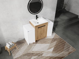 English Elm 48 Inch Freestanding Bathroom Vanity With Ceramic Sink & Soft-Close Doors For Modern Elegance W999S00314