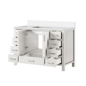 English Elm White Bath Vanity 48" W With Cultured Marble Top, Soft-Close Drawers, And Ample Storage Solutions B2731P259066-GIGA