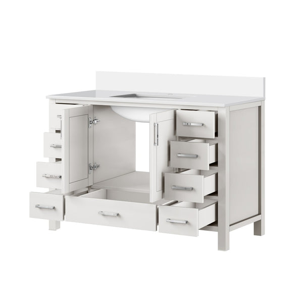 English Elm White Bath Vanity 48" W With Cultured Marble Top, Soft-Close Drawers, And Ample Storage Solutions B2731P259066-GIGA