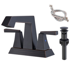 English Elm 2-Handle Bathroom Sink Faucet In Oil Rubbed Bronze - Modern 4-Inch Centerset Lavatory Faucet Set T3177P277477