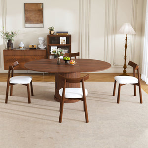 English Elm 59-inch Expandable Glass Top Dining Set Seats 8 with Upholstered Chairs X-base W2700S00113