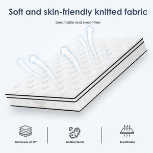 English Elm King Hybrid Mattress 12 Inch Pocketed Coil Memory Foam Medium Firm Cool Sleep W2889P453414