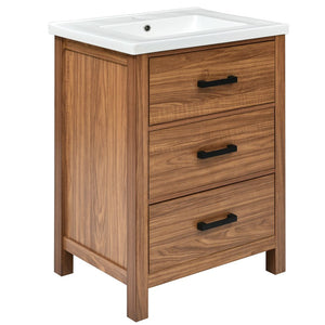 English Elm 48'' Bathroom Vanity with Sink 48.8'' Modern Freestanding 6-Drawer Ceramic Basin Cabinet for Baths Natural Wood N710SS00008P