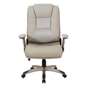 OSP Home Furnishings Exec Bonded Leather Office Chair with Lumbar Support and Ergonomic Padded Seating Taupe ECH52601-EC21