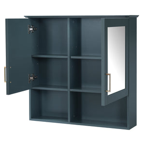 English Elm 2-in-1 Matte Wall Mounted Medicine Cabinet Soft Close Mirror Storage for Bathroom Vanity Blue N710P389456C
