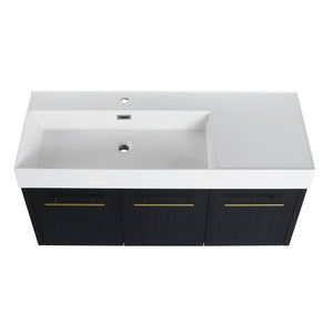 English Elm 48 Inch Wall-Mounted Bathroom Vanity With Sleek Resin Sink, Soft-Close Cabinet, Space-Saving Design W999S00263