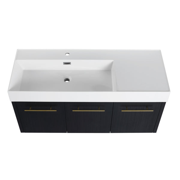 English Elm 48 Inch Wall-Mounted Bathroom Vanity With Sleek Resin Sink, Soft-Close Cabinet, Space-Saving Design W999S00263