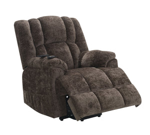 English Elm Pacay Faux Leather Aire Power Recliner with Lift, Heat & Massage, Pocket Coil Seat, Cup Holders Brown 36.3 L x 30.4 W x 25.6 H B2726P245484