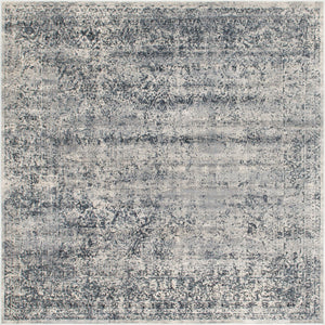 Unique Loom Chateau Jefferson Machine Made Border Rug Blue Gray, Beige/Gray 7' 1" x 7' 1"