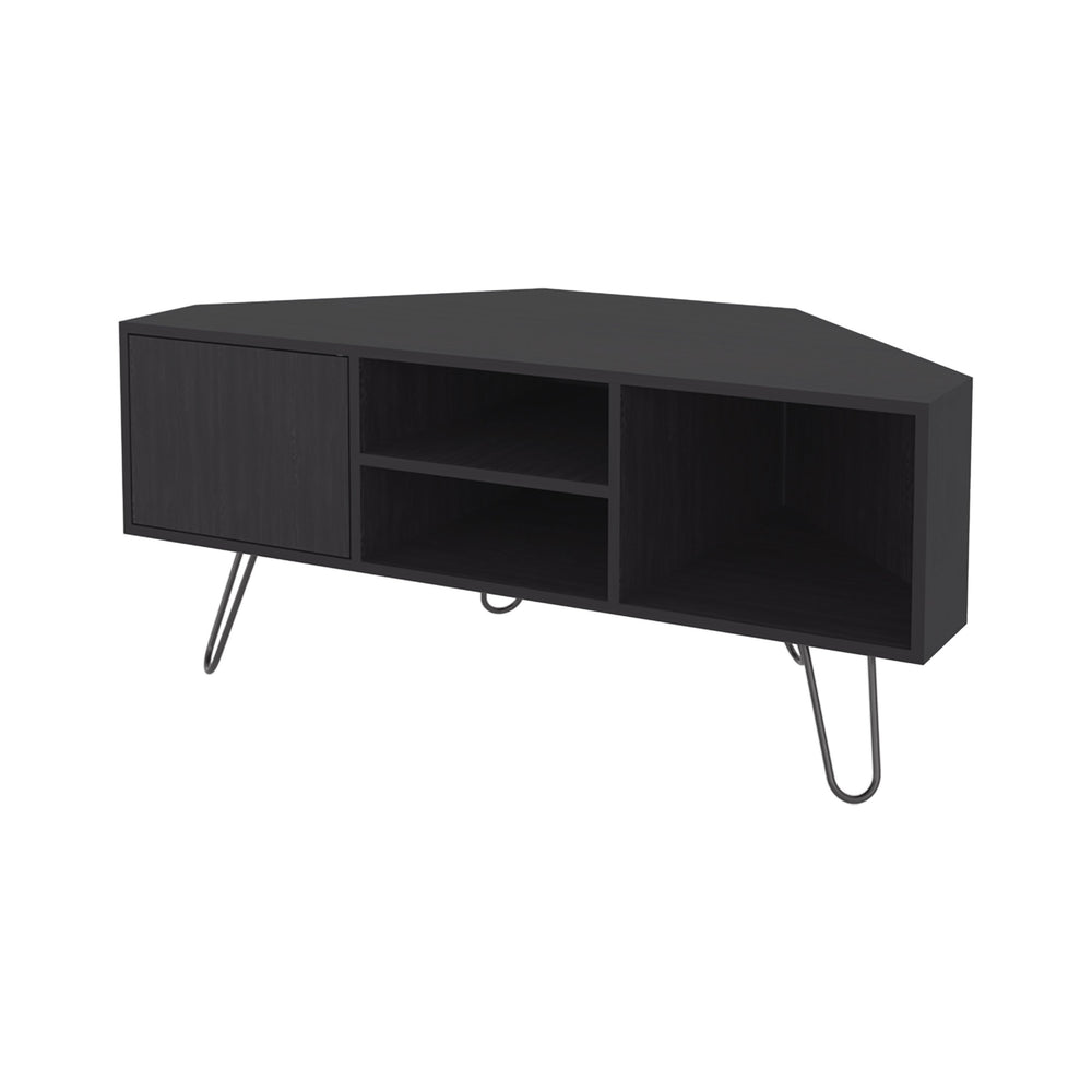 English Elm Fredonia 65" TV Stand Wengue - Contemporary Hairpin Legs, Open Shelves, Scratch-Resistant Finish B128P314796