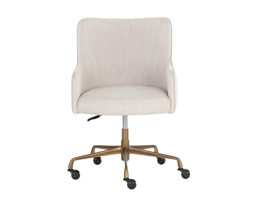 Sunpan Franklin Office Chair - Rustic Mid-Century Modern Design with Bronze Base for Stylish Workspaces Beige Linen