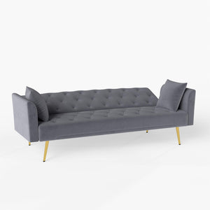 English Elm Modern Tufted Velvet Sleeper Sofa Retro Style Convertible Fold Flat for Compact Spaces Gray W2353P399461