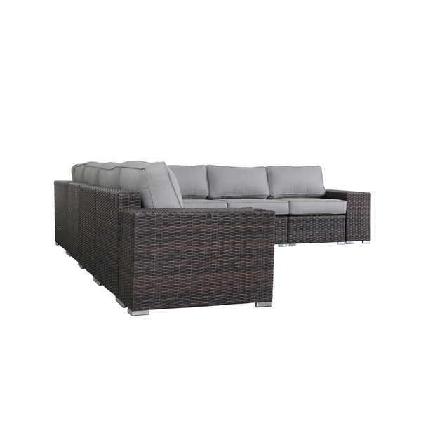 English Elm Complete Outdoor Lounge Set with Cushions, Fully Assembled Patio Sectional, Weather-Resistant, 15 Cushions, Heavy-Duty Aluminum Frame B120S00101
