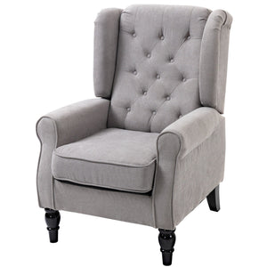 English Elm HOMCOM Button-Tufted Accent Chair with High Wingback, Deep Diamond Tufting and Plush Padded Seat Grey W2225P217480