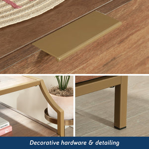 English Elm Dresser, Versatile Brown Finish With Tempered Glass Top - Stylish Storage For Any Room, Quick Assembly B356P402780