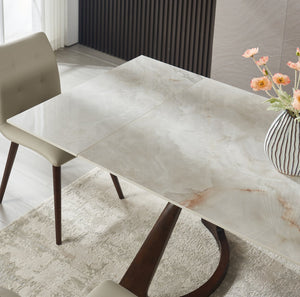 English Elm Retractable Sintered Stone Extendable Dining Table Seats Eight with Steel Base W5630S00001