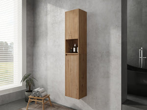 English Elm 12" Bathroom Side Cabinet - Modern Float Mount, Soft Close Doors & Reversible Design For Space-Saving W999S00375
