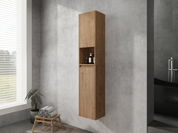 English Elm 12" Bathroom Side Cabinet - Modern Float Mount, Soft Close Doors & Reversible Design For Space-Saving W999S00375