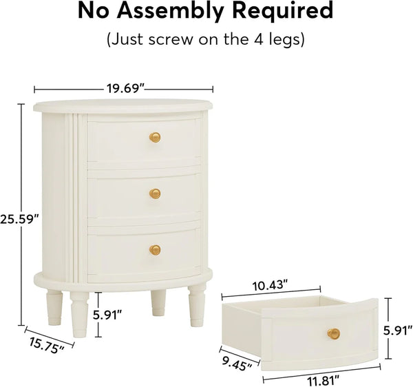 English Elm C-shaped Solid Wood Side Table Two Tier Sofa Arm Nightstand for Bedroom Living Room T3971P460734