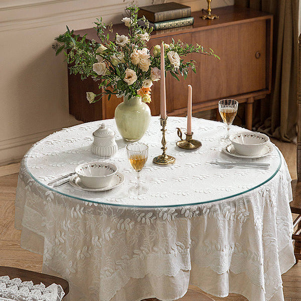 English Elm Size:48.03 Round Tempered Glass Table Top Polished Transparent Surface for Any Base W1512P498588