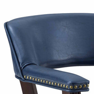 English Elm Steve Silver - Tournament Captain Arm Chair with Casters, Medium Cherry Frame, Blue Faux Leather, Nailhead Trim, Swivel Comfort B081P157248