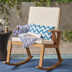 Christopher Knight Home® - Noble House - Champlain Outdoor Acacia Wood Rocking Chair With Water-Resistant Cushions