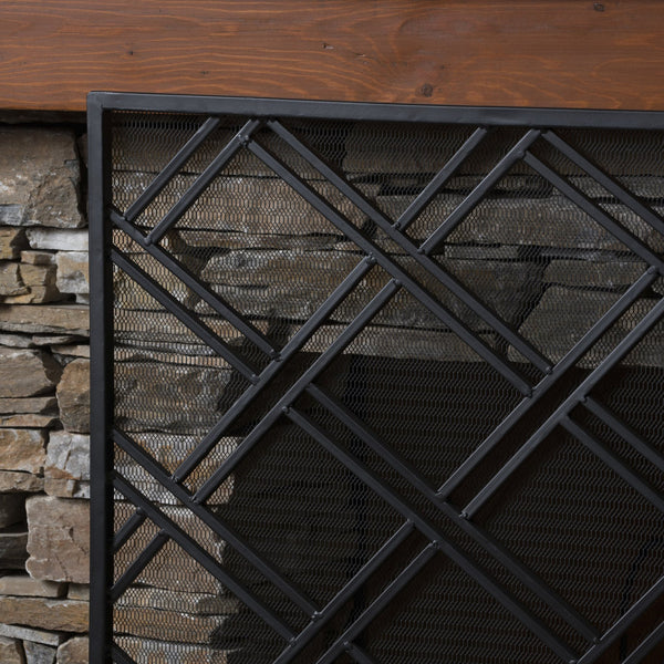 English Elm Christopher Knight Home® - FIRE Iron Fireplace Screen with Durable Mesh Guard and Stable Frame for Safety and Classic Hearth Appeal Black 61129.00BLK