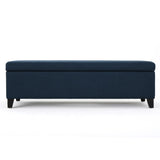 Hearth and Haven Xenon Fabric Upholstered Storage Bench with Birch Wood Legs, Navy Blue 73766.00FNBLU