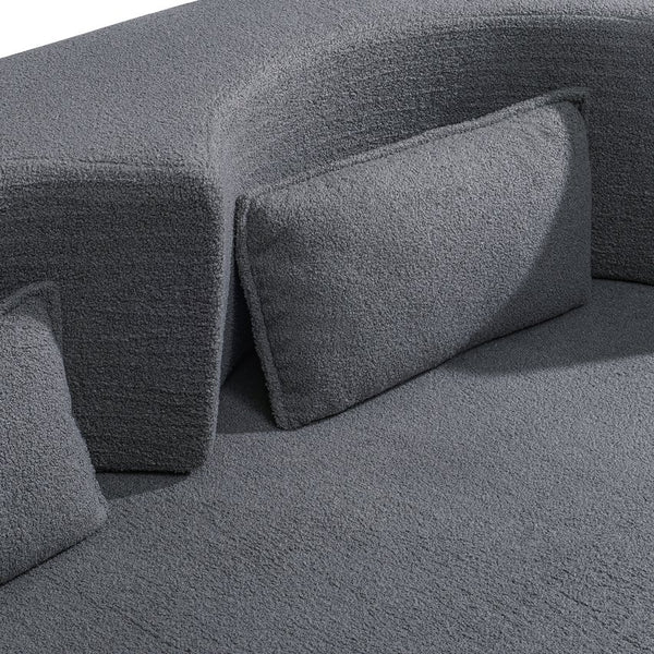 English Elm Folding Floor Futon Sofa Sleeper in Plush Teddy Velvet for Studio or Guest Rooms Light Grey W3739P368634