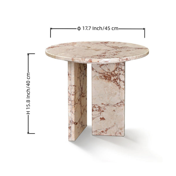 English Elm Pink Natural Marble Coffee Table - Elegant Compact Accent Table For Living Rooms & Lounges, 17.7" W1696P314928-GIGA