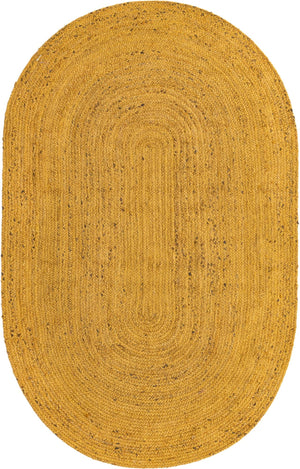 Unique Loom Braided Jute Dhaka Hand Braided Solid Rug Yellow,  5' 1" x 8' 0"