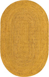 Unique Loom Braided Jute Dhaka Hand Braided Solid Rug Yellow,  5' 1" x 8' 0"