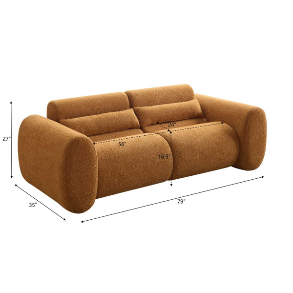 English Elm 79 in Boucle Cloud Sofa Curved 3 Seat Sculptural Living Room Upholstered Modern Camel N773P368372N