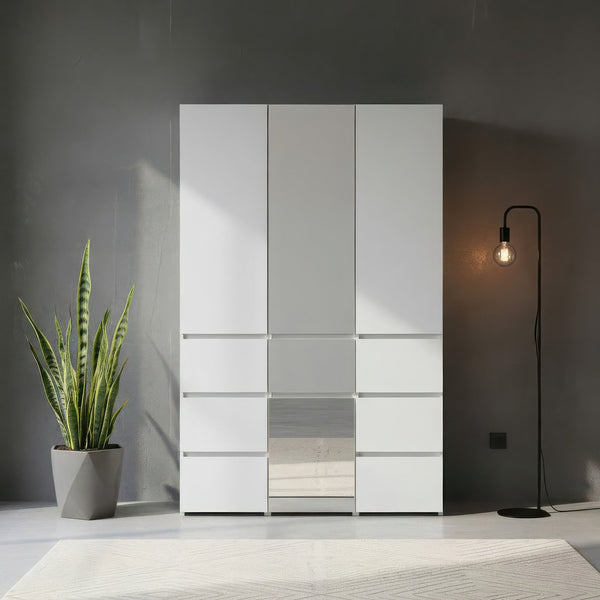 English Elm Elise Modular Wood Closet System with Mirror – Durable White Melamine, Ample Storage, Easy Assembly, Tall B040S00122
