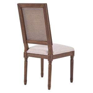 English Elm [set of 2] Cane Back Dining Chairs Solid Rubberwood Fluted Legs Weathered Farmhouse Style N767P263678B
