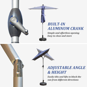 English Elm Rectangle Patio Umbrella With Crank Lift & Tilt, Durable Navy Shade For Outdoor Comfort & Style W1859P320941-GIGA