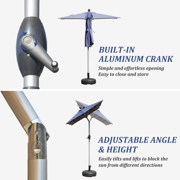 English Elm Rectangle Patio Umbrella With Crank Lift & Tilt, Durable Navy Shade For Outdoor Comfort & Style W1859P320941-GIGA