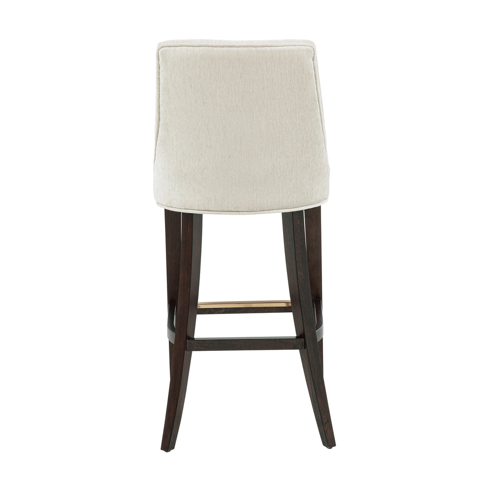 English Elm Beever Chenille Barstool In Cream - Elegant Rubberwood Frame & Gold Accents For Modern Comfort B365P397982