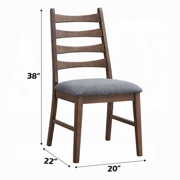 English Elm Walnut Ladder-Back Side Chairs Set of 2 — Distressed Scooped Seat, Rustic Transitional Comfort for Dining Dark Gray,Walnut 13.5 L x 40 W x 21 H B2741P333937