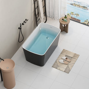 English Elm 49'' Acrylic Freestanding Soaking Tub Square Japanese Sit-in Design Glossy White Bath W1573P412324