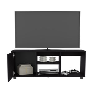 English Elm Adel 51" TV Stand for Up to 60" TVs — Black MDF Media Console with 4 Shelves, Cabinet & Cable Management B200P286983