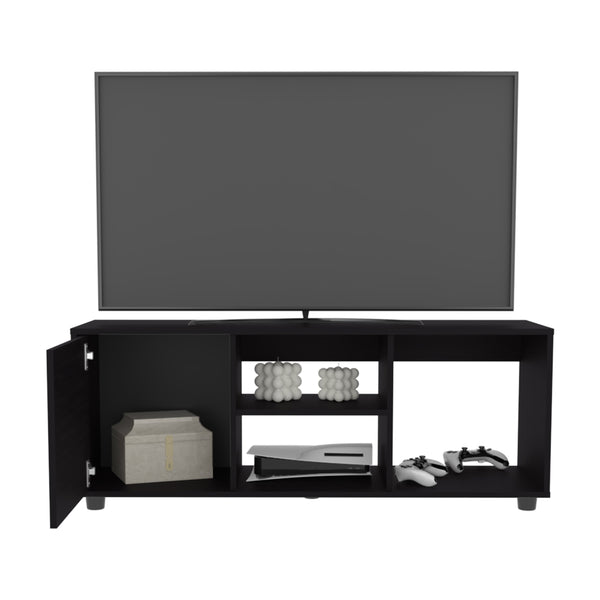 English Elm Adel 51" TV Stand for Up to 60" TVs — Black MDF Media Console with 4 Shelves, Cabinet & Cable Management B200P286983
