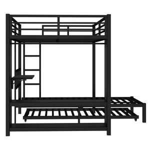 English Elm Full Over Twin Bunk Bed With Integrated Wardrobe, Trundle, Foldable Desk & Noise-Reduced Design In Black W1580S00136