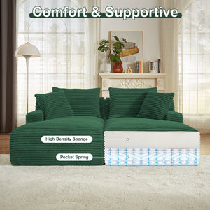 English Elm Indoor Oversized Double Chair Sleeper Sofa Wide Low Profile Minimalist Lounge Seat Green W2100S00351