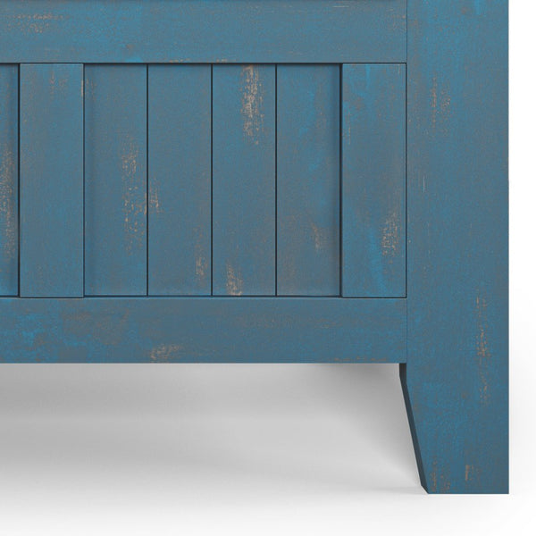 English Elm Acadian Handcrafted Entryway Storage Bench with Lift-Top Seating, Solid Wood, Transitional Design Blue B136P158260