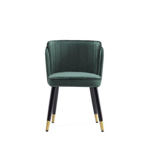 English Elm Zephyr Velvet Dining Chair with Solid Wood Frame, Gold-Tip Splayed Legs and Tulip Stitching Green B365P397757