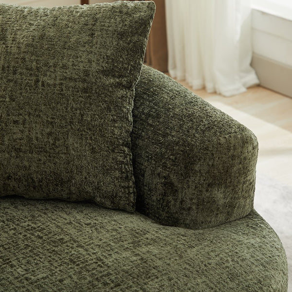 English Elm Curved Chenille Loveseat with Memory Foam Deep Seat and Three Pillows for Compact Living Olive Green W2915P370966